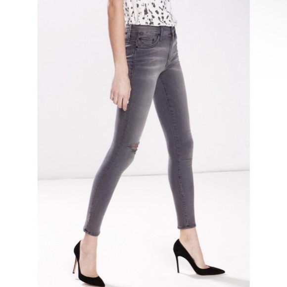 MOTHER Looker Ankle Fray Jean Last Chance Saloon Gray Distressed Sz 27 - Picture 4 of 15